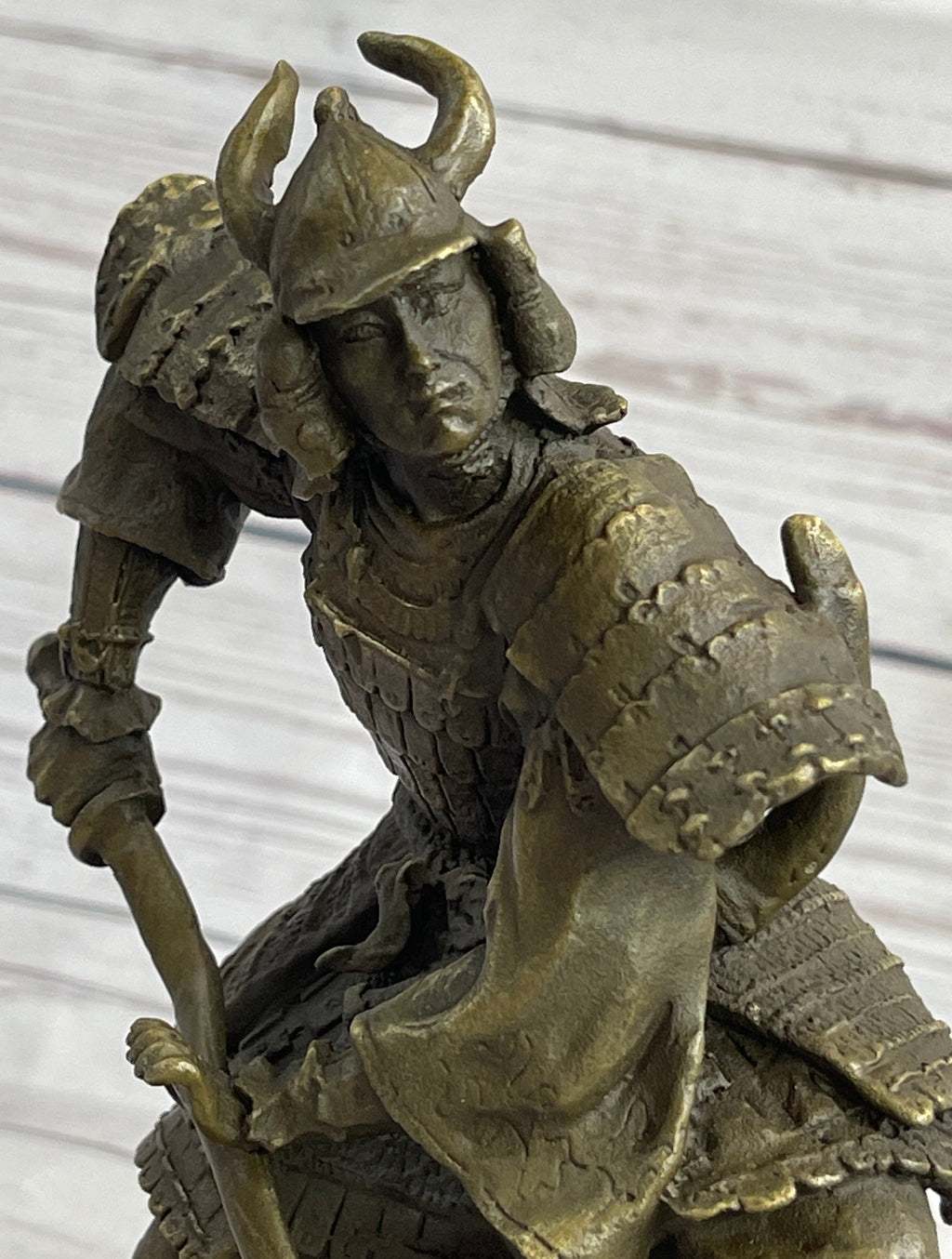 Japanese Samurai Warrior Bronze Statue Sculpture Figure Signed Original 9" x 5"