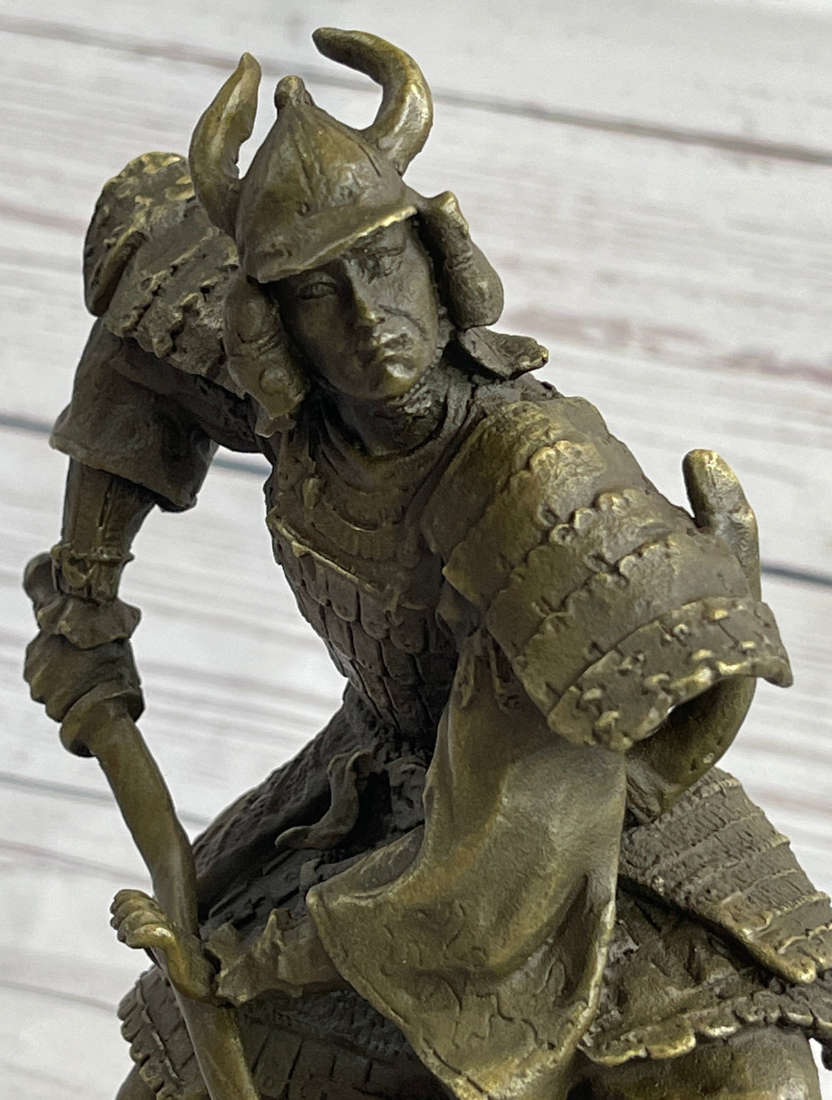 Japanese Samurai Warrior Bronze Statue Sculpture Figure Signed Original 9" x 5"