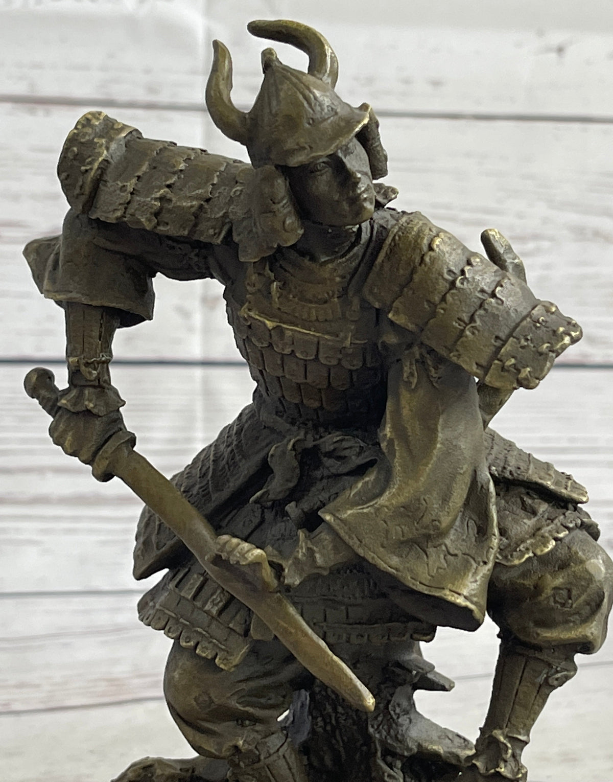 Japanese Samurai Warrior Bronze Statue Sculpture Figure Signed Original 9" x 5"