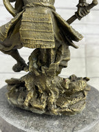 Japanese Samurai Warrior Bronze Statue Sculpture Figure Signed Original 9" x 5"