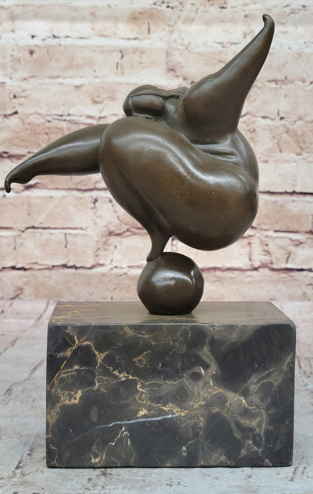 Curvy Woman Abstract Modern Art Bronze Statue Sculpture Girl Balancing 10" x 7"