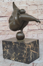 Curvy Woman Abstract Modern Art Bronze Statue Sculpture Girl Balancing 10" x 7"