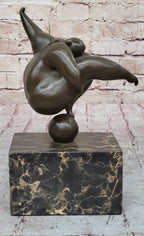 Curvy Woman Abstract Modern Art Bronze Statue Sculpture Girl Balancing 10" x 7"