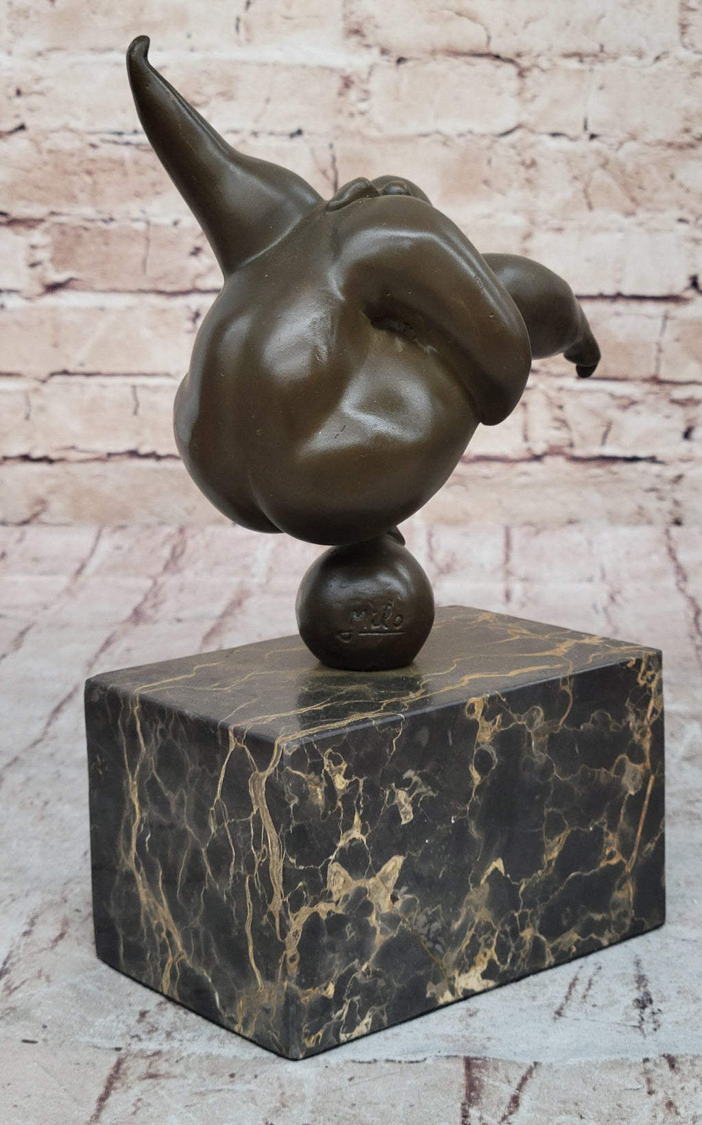 Curvy Woman Abstract Modern Art Bronze Statue Sculpture Girl Balancing 10" x 7"