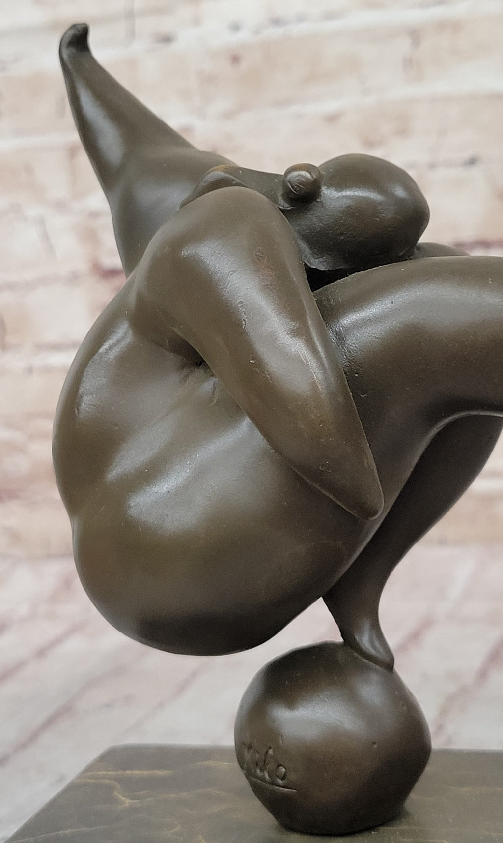Curvy Woman Abstract Modern Art Bronze Statue Sculpture Girl Balancing 10" x 7"