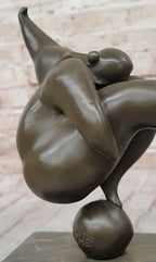 Curvy Woman Abstract Modern Art Bronze Statue Sculpture Girl Balancing 10" x 7"