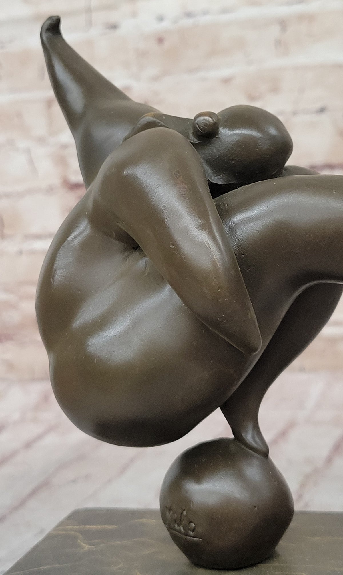 Curvy Woman Abstract Modern Art Bronze Statue Sculpture Girl Balancing 10" x 7"