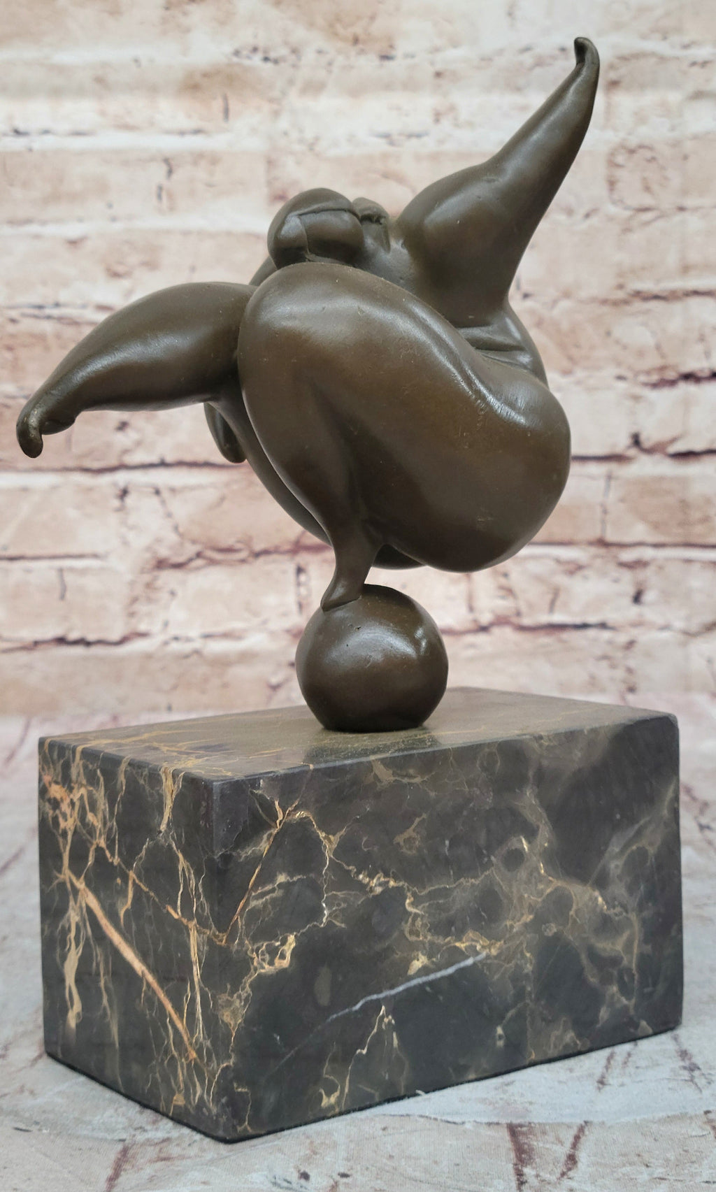 Curvy Woman Abstract Modern Art Bronze Statue Sculpture Girl Balancing 10" x 7"