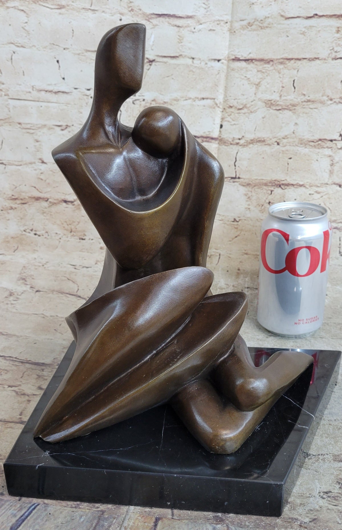 Abstract Modern Art Couple Embracing Romantic Lovers Anniversary Bronze Metal Sculpture