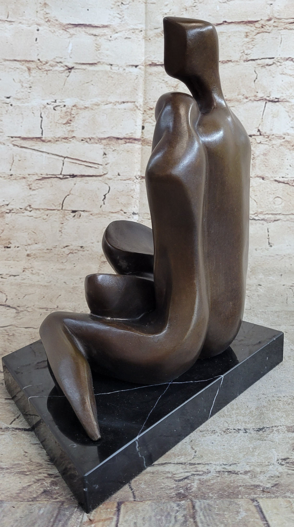 Abstract Modern Art Couple Embracing Romantic Lovers Anniversary Bronze Metal Sculpture