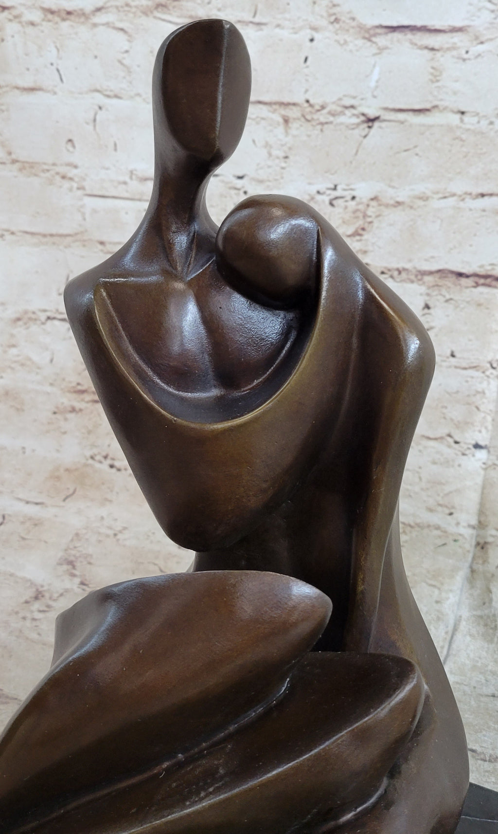 Abstract Modern Art Couple Embracing Romantic Lovers Anniversary Bronze Metal Sculpture