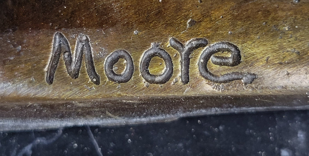 Henry Moore Family in Park Bench Bronze Sculpture Marble Base Abstract Statue NR