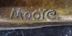 Henry Moore Family in Park Bench Bronze Sculpture Marble Base Abstract Statue NR