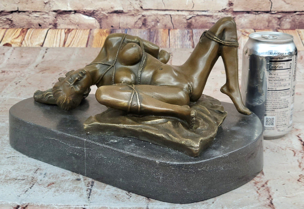 Erotic Bondage Bronze Sculpture Statue Figure Girl Tied Up on her Back Mavchi Original