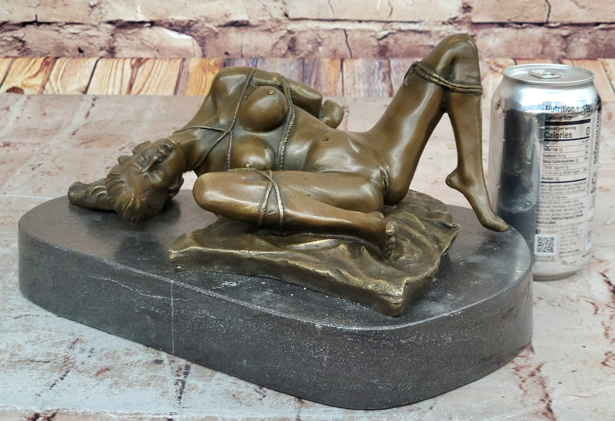 Erotic Bondage Bronze Sculpture Statue Figure Girl Tied Up on her Back Mavchi Original