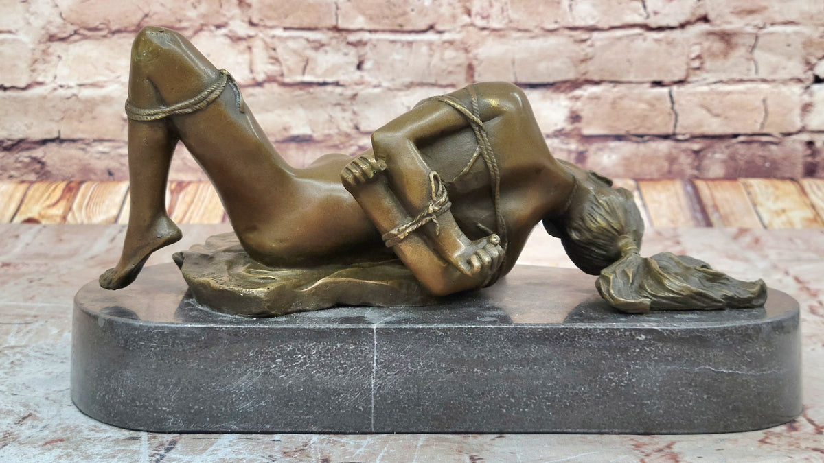 Erotic Bondage Bronze Sculpture Statue Figure Girl Tied Up on her Back Mavchi Original