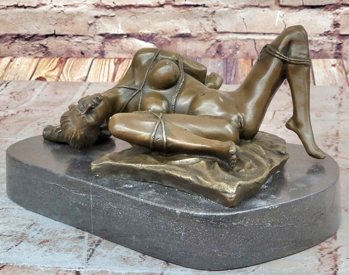 Erotic Bondage Bronze Sculpture Statue Figure Girl Tied Up on her Back Mavchi Original