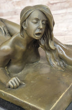 Original Bronze Erotic Art Sculpture Statue by Mavchi Two Lesbian Lovers Strap-On Sex