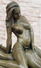 Original Bronze Erotic Art Sculpture Statue by Mavchi Two Lesbian Lovers Strap-On Sex