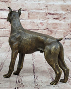 Boxer Dog Bronze Metal Statue Sculpture Collectible Decor Signed Art 8" x 9"