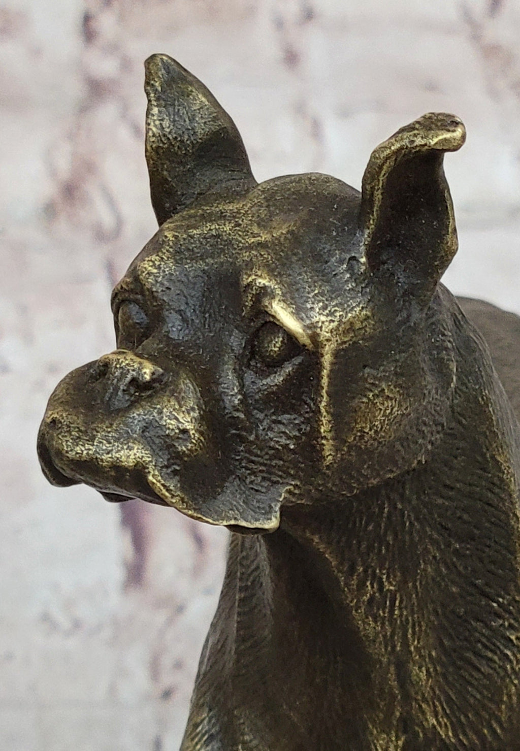 Boxer Dog Bronze Metal Statue Sculpture Collectible Decor Signed Art 8" x 9"