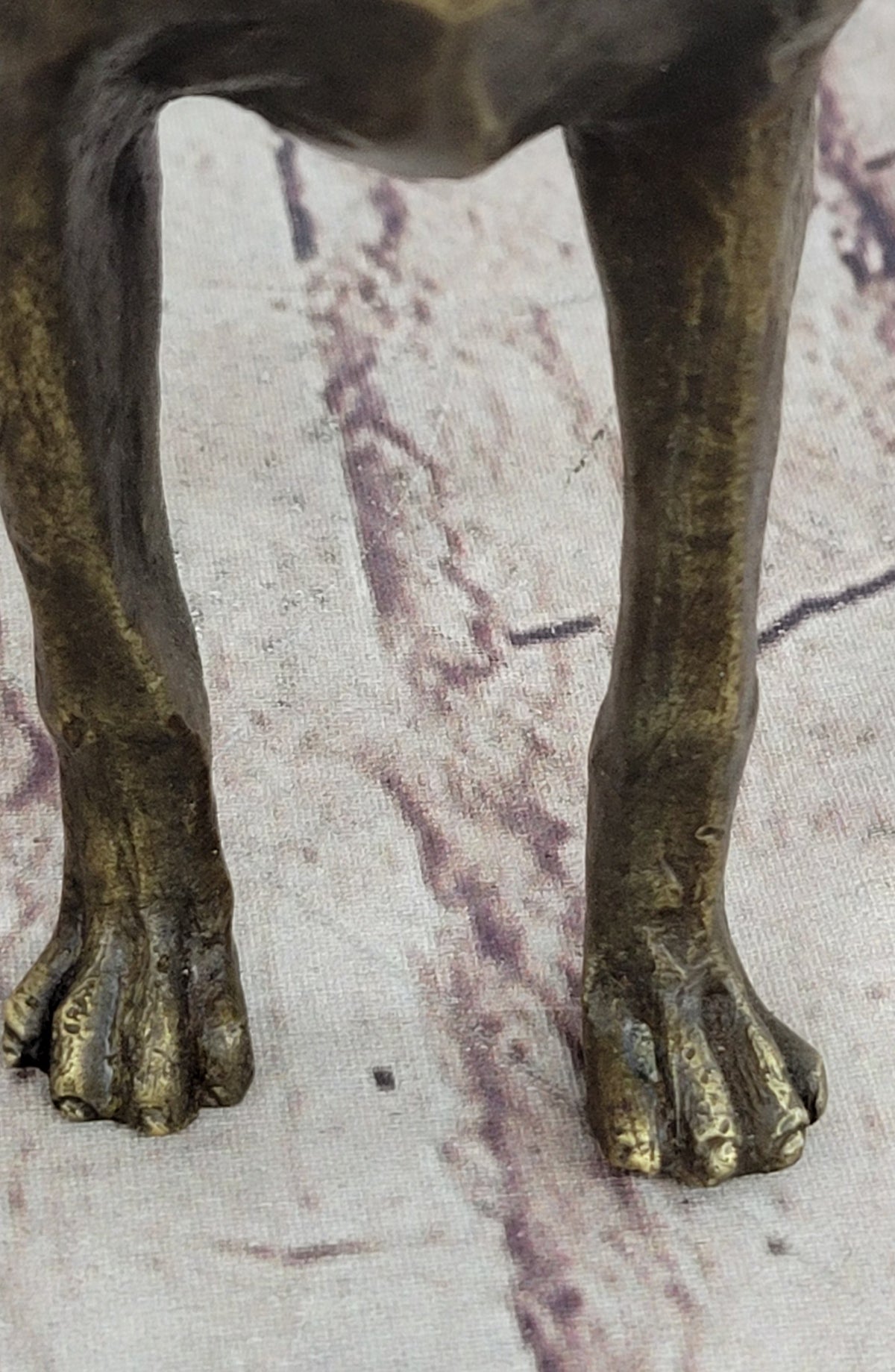 Boxer Dog Bronze Metal Statue Sculpture Collectible Decor Signed Art 8" x 9"