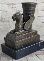 Persian Persepolis Griffon Dragon Bird Candle Holder Bronze Bookend Sculpture Statue Decor