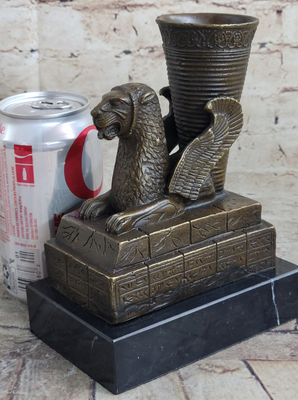 Persian Persepolis Griffon Dragon Bird Candle Holder Bronze Bookend Sculpture Statue Decor