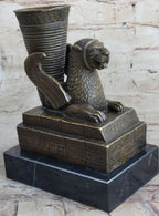 Persian Persepolis Griffon Dragon Bird Candle Holder Bronze Bookend Sculpture Statue Decor