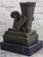 Persian Persepolis Griffon Dragon Bird Candle Holder Bronze Bookend Sculpture Statue Decor