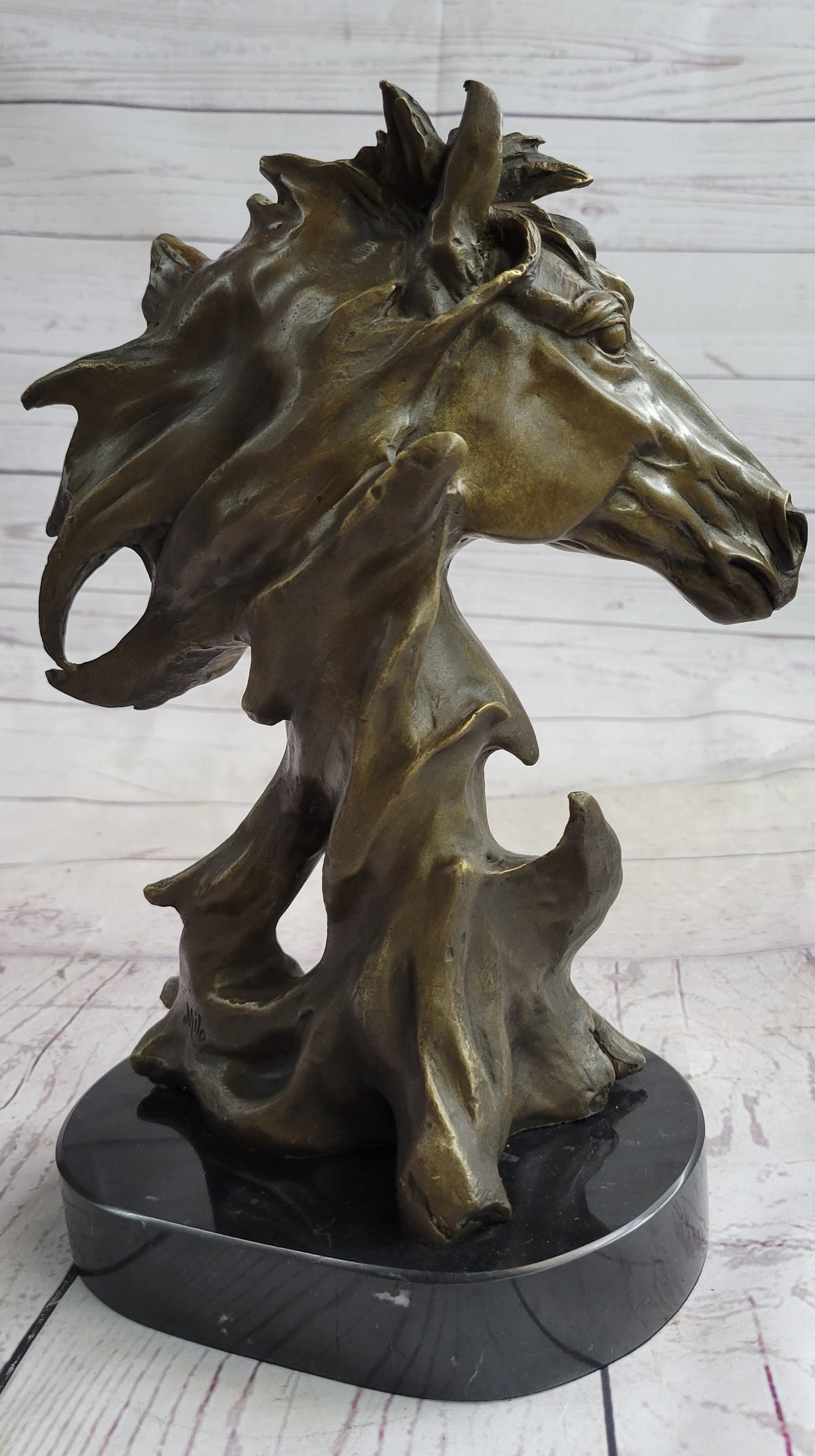 Abstract Horse Bust Bronze Statue Sculpture Modern Art Original Equestrian Decor 12" x 9"