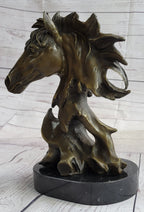 Abstract Horse Bust Bronze Statue Sculpture Modern Art Original Equestrian Decor 12" x 9"