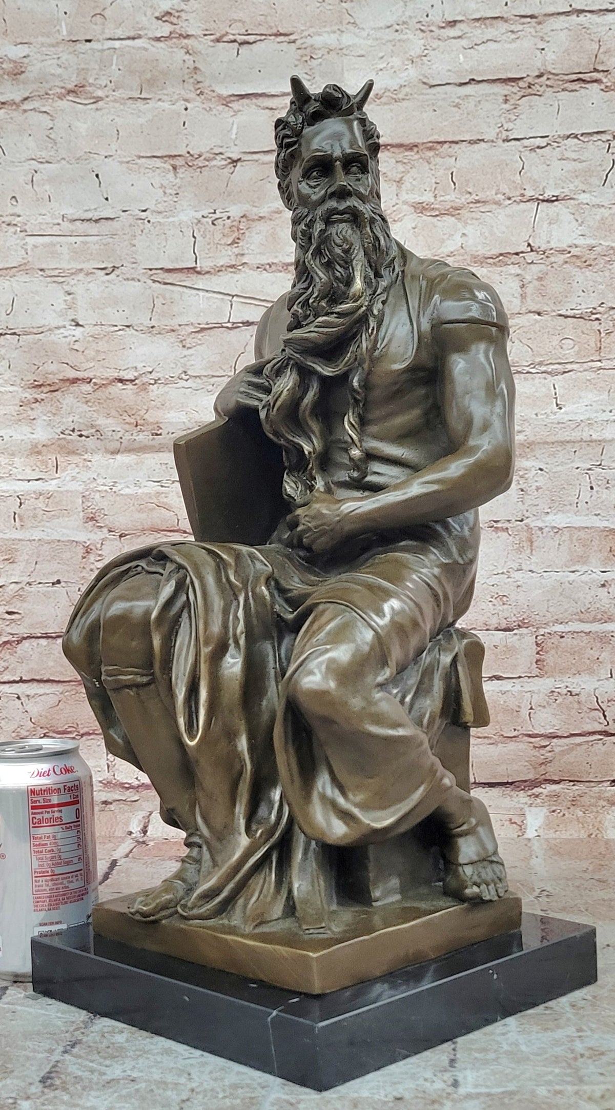 Michelangelo's Moses Bronze Sculpture Seated Biblical Prophet Statue