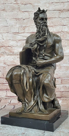 Michelangelo's Moses Bronze Sculpture Seated Biblical Prophet Statue