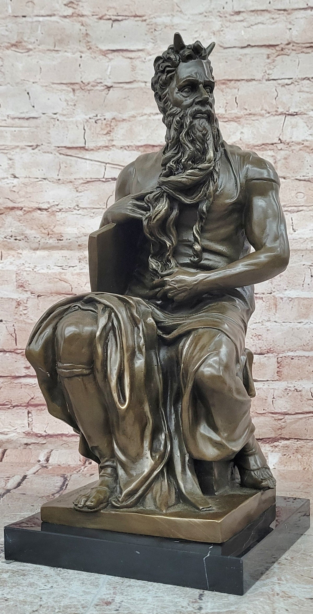 Michelangelo's Moses Bronze Sculpture Seated Biblical Prophet Statue