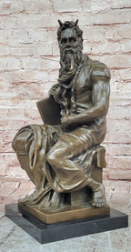 Michelangelo's Moses Bronze Sculpture Seated Biblical Prophet Statue