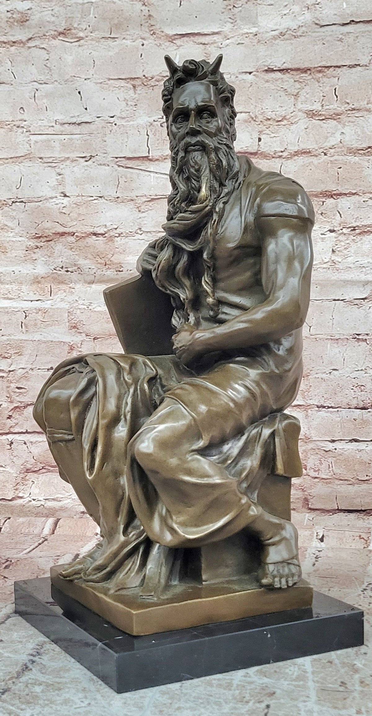 Michelangelo's Moses Bronze Sculpture Seated Biblical Prophet Statue