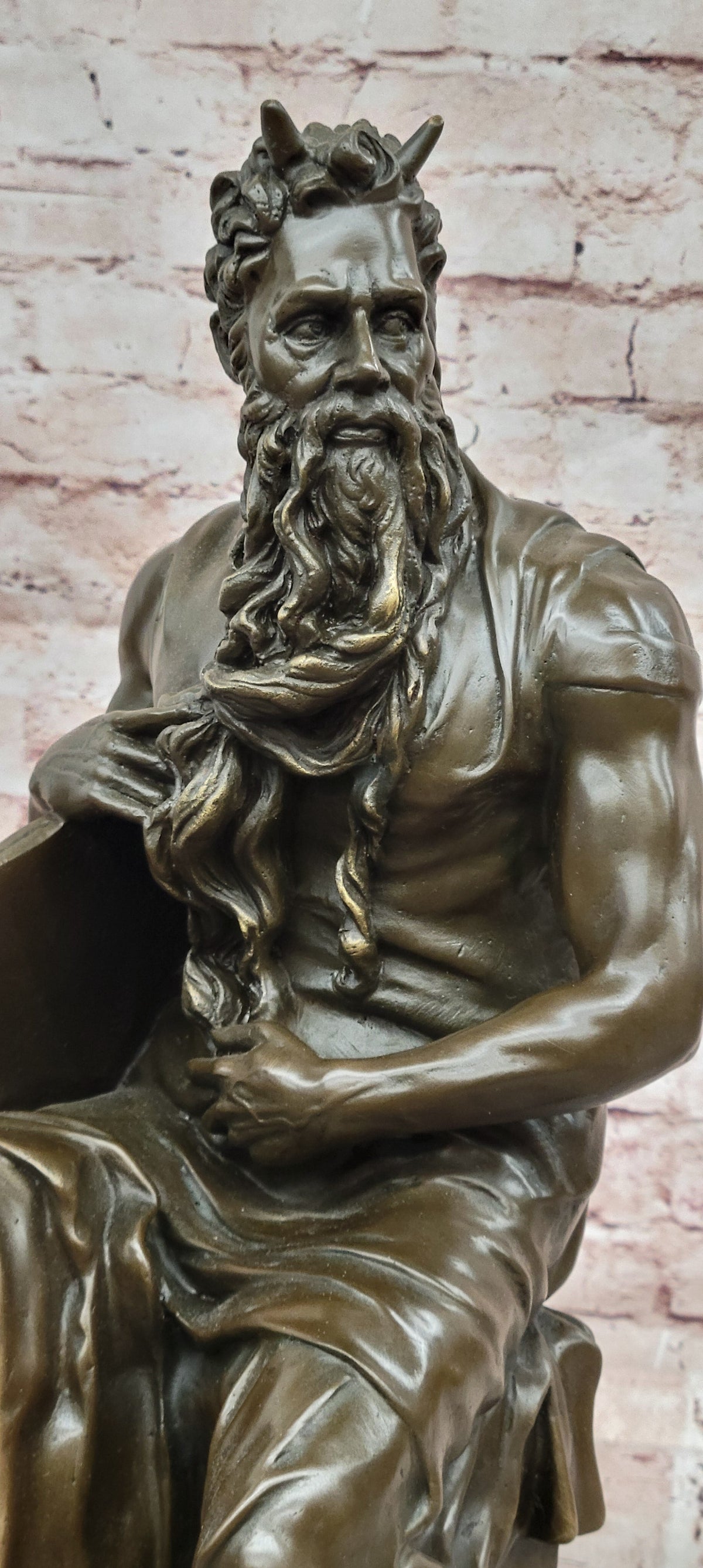 Michelangelo's Moses Bronze Sculpture Seated Biblical Prophet Statue