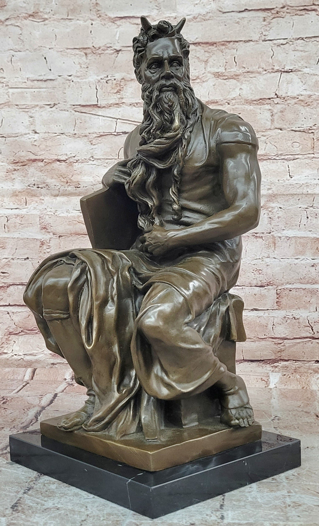 Michelangelo's Moses Bronze Sculpture Seated Biblical Prophet Statue