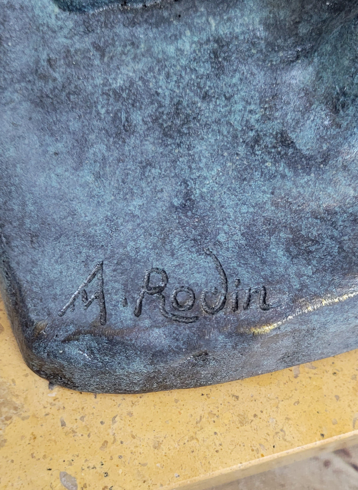 EVE by Auguste Rodin (1880) Bronze Statue Sculpture Replica Green Patina on Tan Marble Base