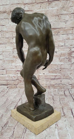 ADAM by Auguste Rodin (1880) Bronze Sculpture Statue Replica on Marble Base