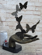 Butterflies in Hand Abstract Bronze Statue Sculpture Original Surreal Art 12" x 11"