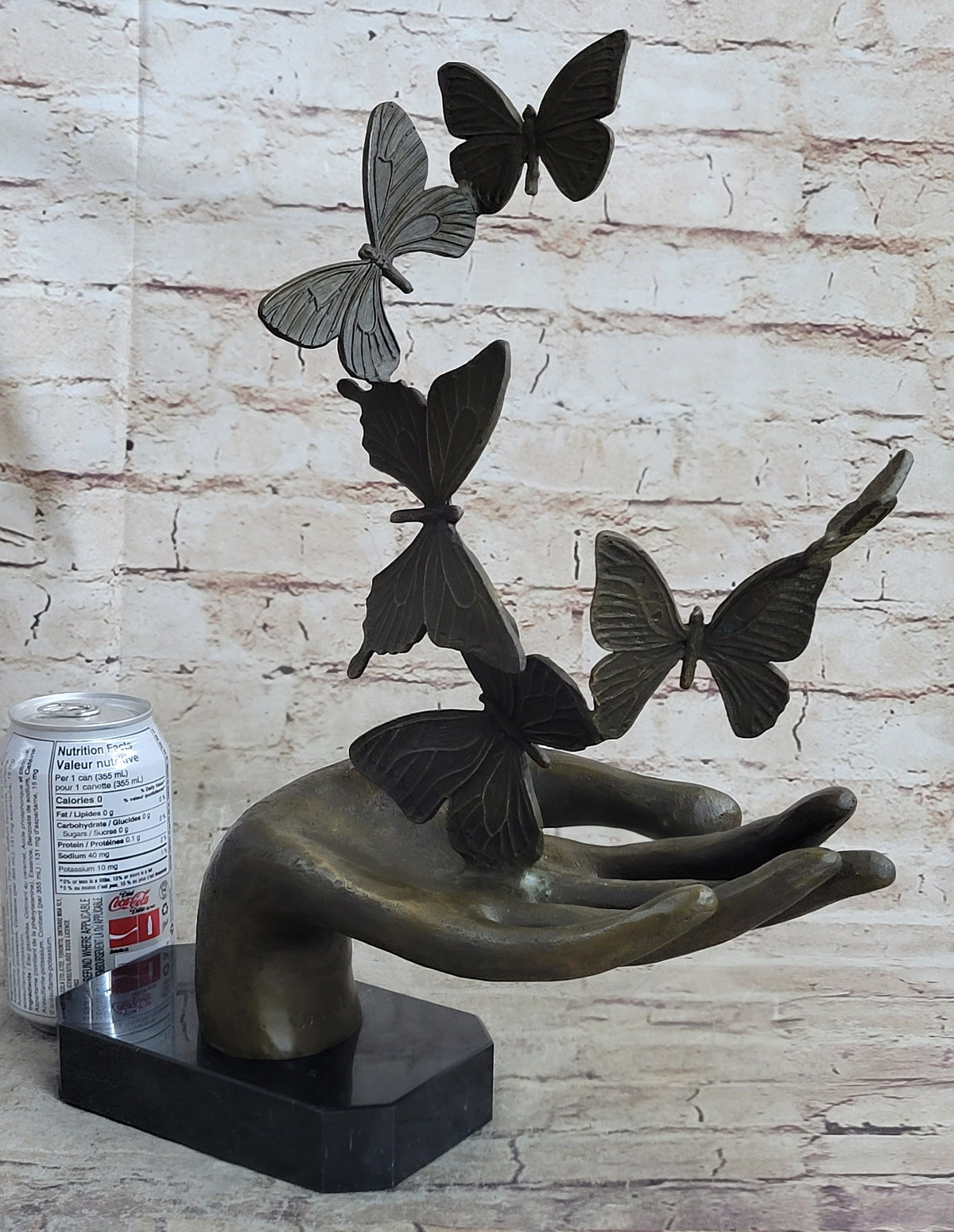 Butterflies in Hand Abstract Bronze Statue Sculpture Original Surreal Art 12" x 11"