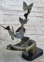 Butterflies in Hand Abstract Bronze Statue Sculpture Original Surreal Art 12" x 11"