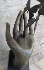 Butterflies in Hand Abstract Bronze Statue Sculpture Original Surreal Art 12" x 11"