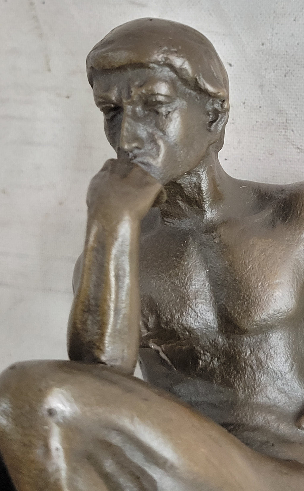 The Thinker Thinking Man by Auguste Rodin Miniature Bronze Sculpture Statue on Marble Base