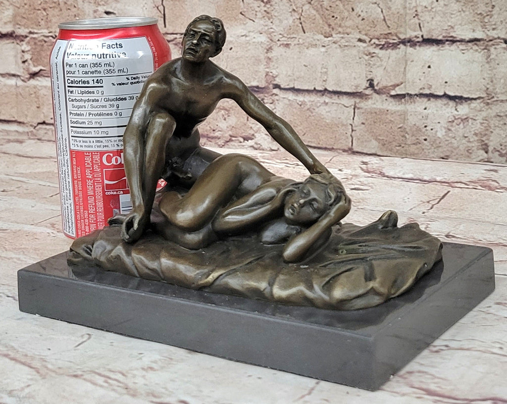 Erotic Couple Sexual Foreplay Bronze Sculpture Statue + Male Figurine 6" x 7"