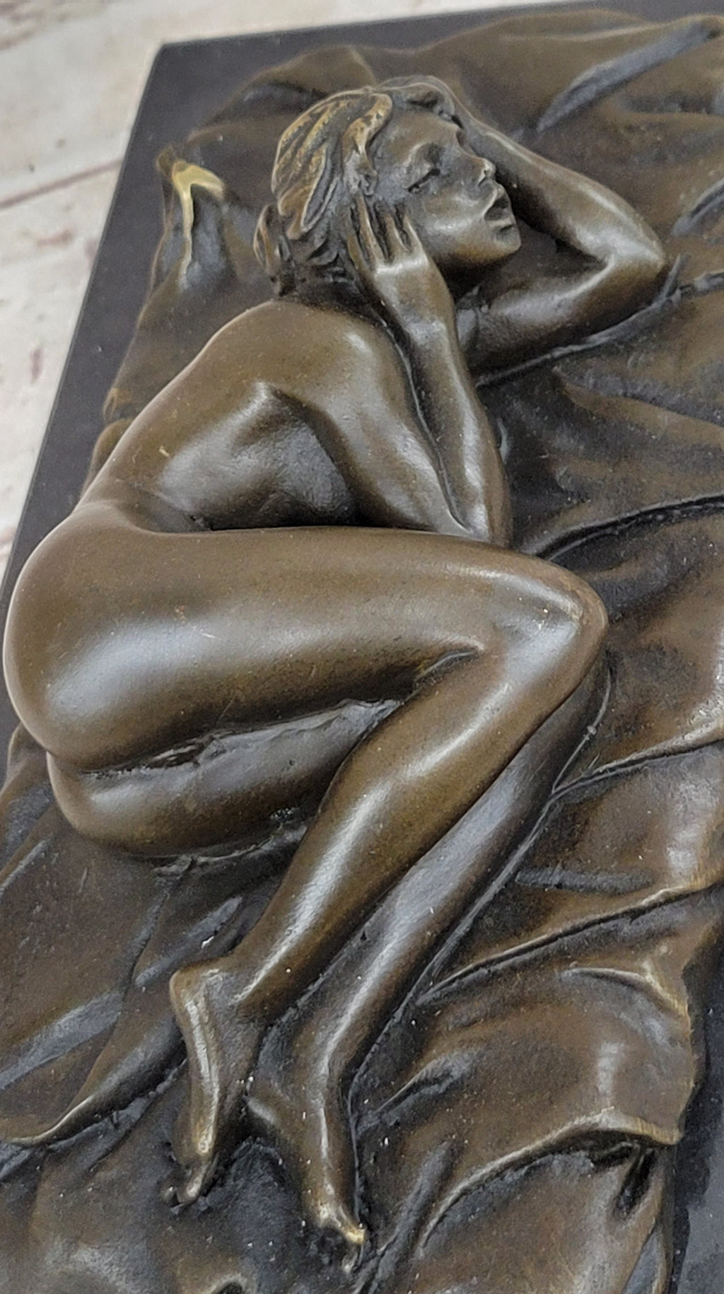 Erotic Couple Sexual Foreplay Bronze Sculpture Statue + Male Figurine 6" x 7"