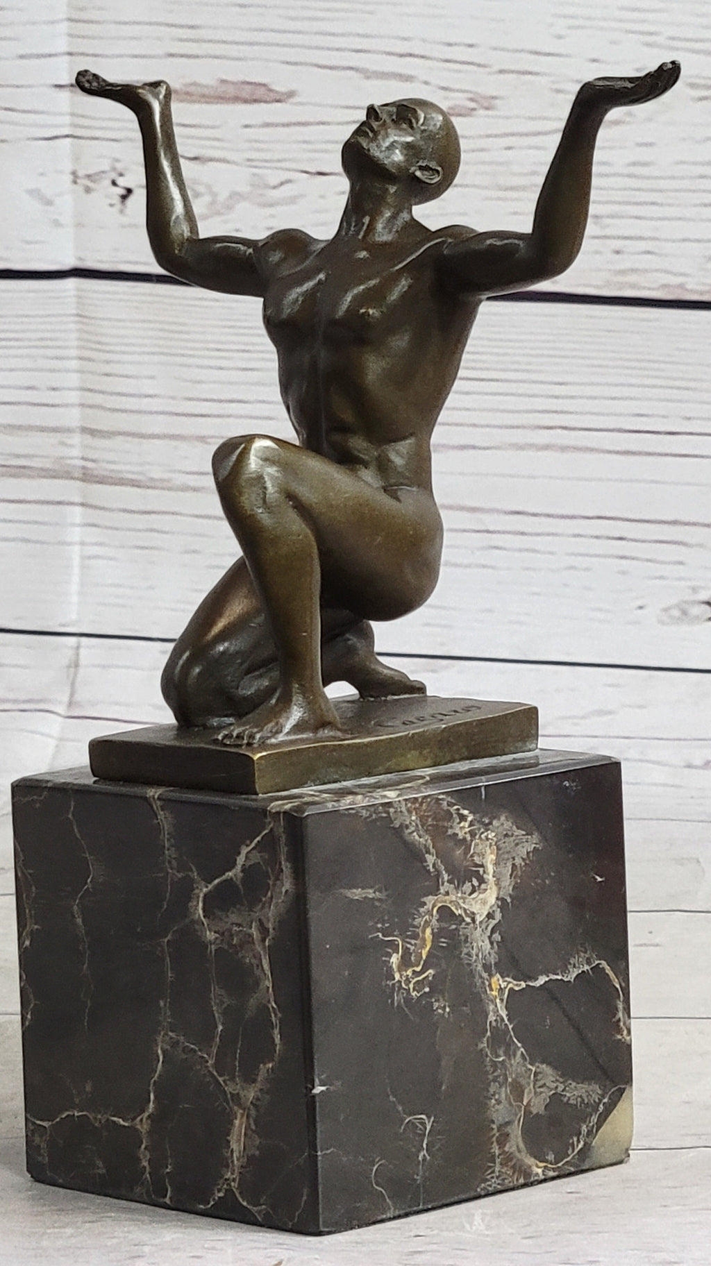 Abstract Modern Art Mid Century Nude Naked Male Athlete Bronze Sculpture Sale
