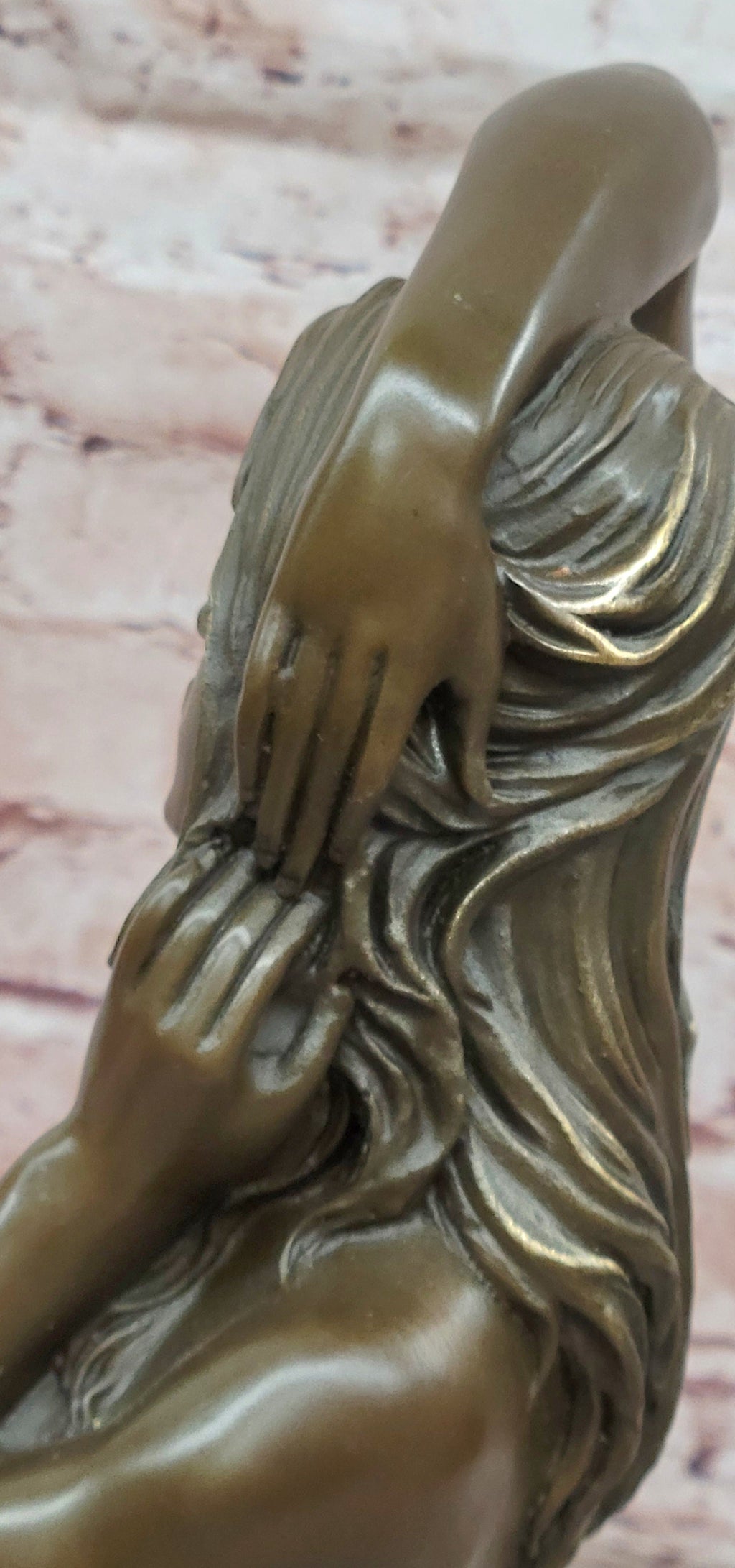 Modern Nude Female Bronze Sculpture Kneeling Figure Art by Mario Nick